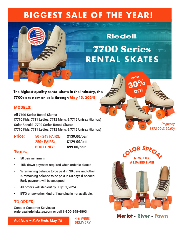 Riedell 2024 7700 Series Rental Skates Sale Flyer